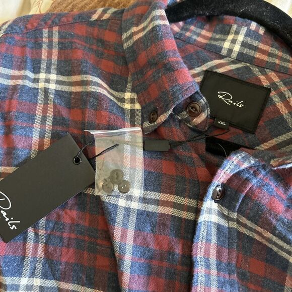 $128 Rails Mens Shirt XXL Felix Plaid Long Sleeve Button Down Cotton NEW - Picture 8 of 9